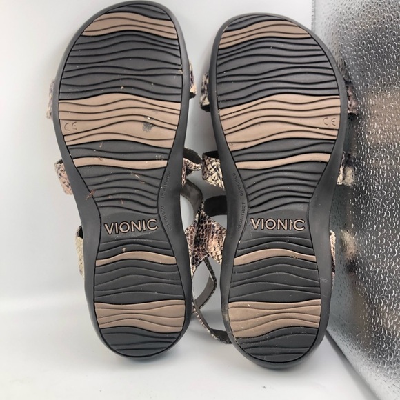 Vionic Amber Sandals Sz 10 M Natural Snake Velcro - Picture 12 of 16